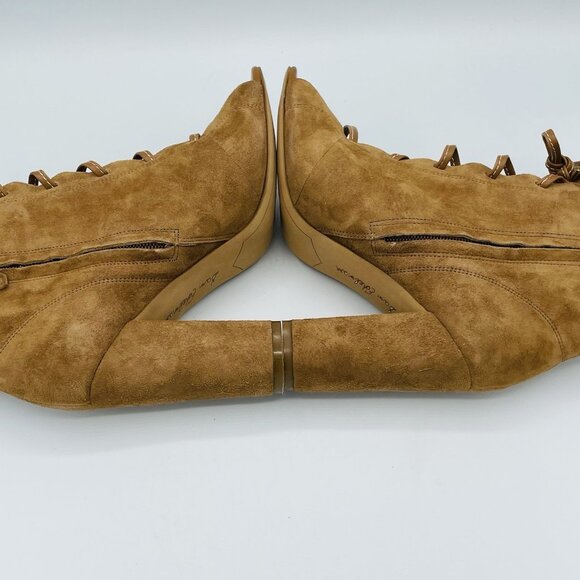 Sam Edelman Shoes Womens Size 6 M Brown Yvie Leather Booties Block Heels Lace Up - Picture 11 of 11